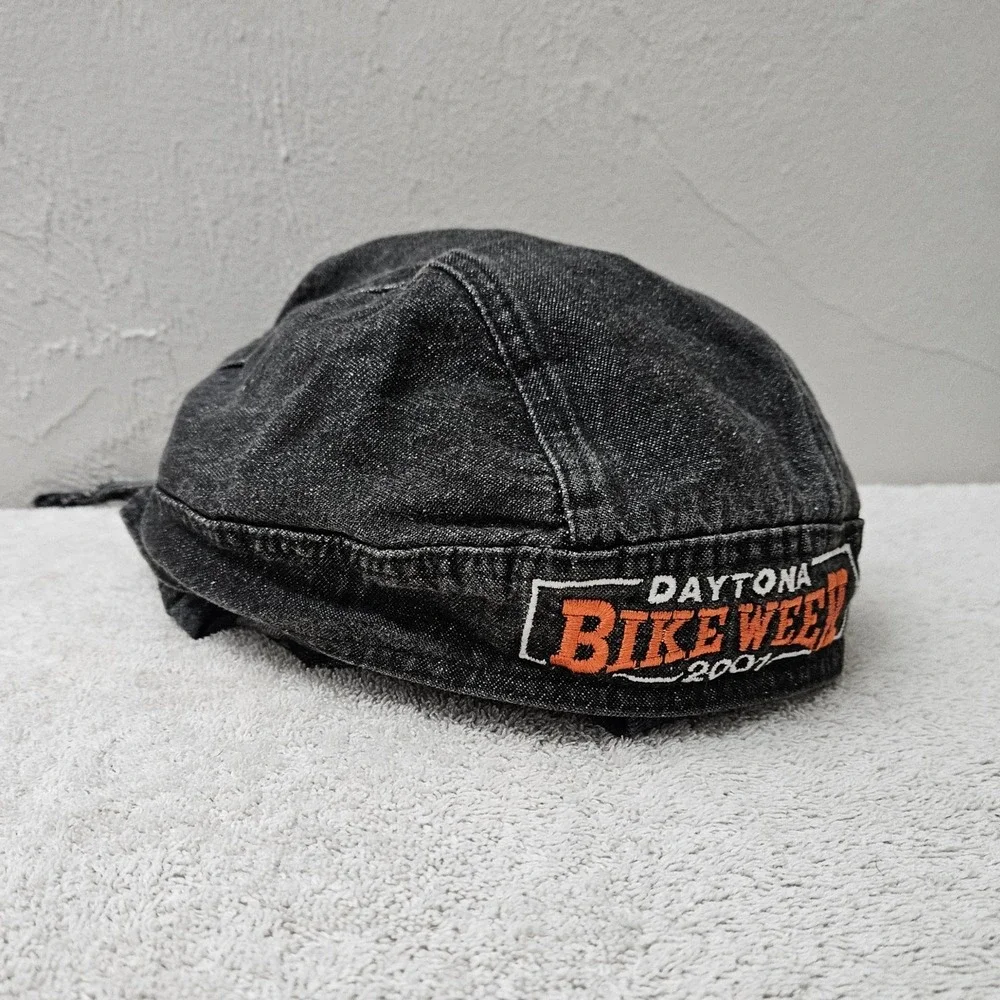 Vintage 2001 Daytona Bike Week Beanie Skull Cap‎ Hat Biker One Size Tie Back